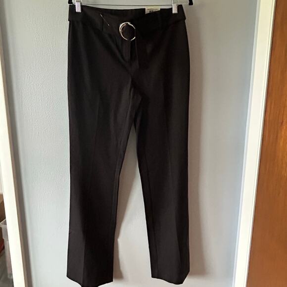 Alfani Pants - Alfani Trouser Leg Dress Pants Deep Black Silver Tone Circular Belt Buckle Sz 4